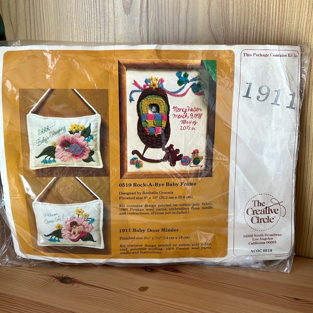 VINTAGE 1979 Needlepoint kit Baby Door Minder. By The Creative Circle. NEW!